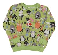 Zelená mikina s kočičkami