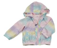 Duhová šušťáková jarná bunda s volánikmi a kapucňou Pink Rabbit