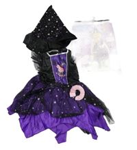 Kostým - 2Set - Černo-tmavofialové saténovo/tylové šaty s Peppa Pig a volánky + klobouk amscan 