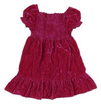 Malinové lesklé zamatové šaty