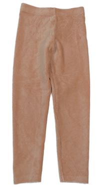 Pudrové rebrované zamatové legíny M&S