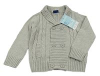 Nové - šedý melírovaný vzorovaný propínací svetr Cherokee