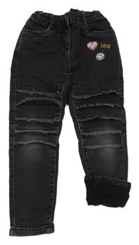 Černošedé skinny teplákové podšité rifle se smajlíky Smiley World