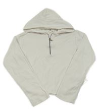 Bílé žebrované crop triko se zipem a kapucí HONE BABY