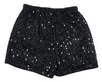 Černo-stříbrné flitrové slavnostní kraťasy 