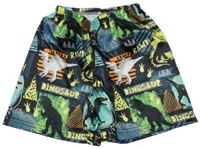Čierne športové kraťasy s dinosaurami