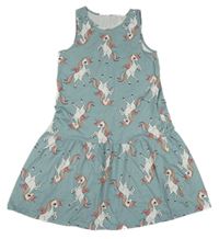 Modrošedé šaty s jednorožcami H&M