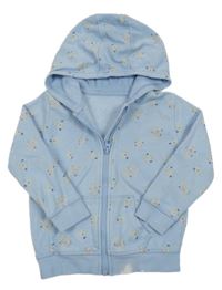 Svetlomodrá prepínaci mikina s kvietkami a kapucňou George