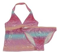 Růžovo-azurové třpytivé tankini M&S