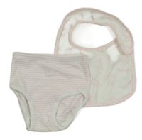 2Set - Bílo/světlerůžové pruhované kalhotky Topomini + bryndák s Kitty 