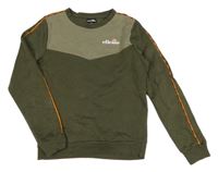 Tmavokhaki-khaki mikina s logem a pruhem ellesse