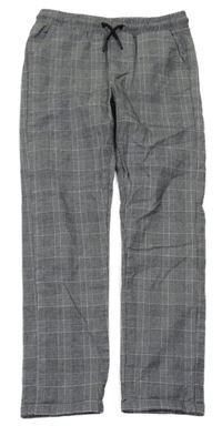 Černo-bílé kostkované vzorované chino slim kalhoty PRIMARK