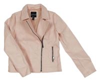 Světlerůžový koženkový podzimní crop křivák s límečkem Firetrap