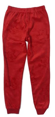 Červené plyšové pyžamové nohavice s Minnie Disney