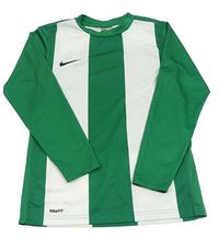 Zeleno-bílé pruhované sportovní triko s logem Nike