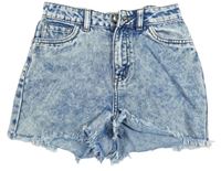 Modré plísňové riflové high waist kraťasy George