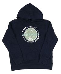 Tmavomodrá mikina s potiskem a kapucí Jack & Jones