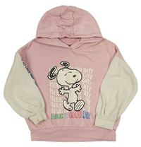 Růžovo-smetanová mikina se Snoopym a kapucí M&S