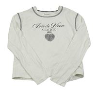 Bílé crop triko se srdcem z korálků a nápisem Nutmeg