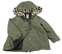 Khaki šušťáková zateplená bunda s kapucňou Tahari