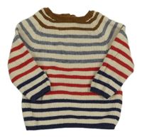 Béžovo-šedo-červený pruhovaný svetr Next