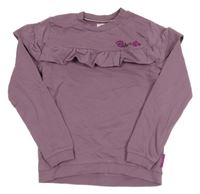 Staroružová mikina s výšivkou a volánem