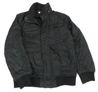 Čierna šušťáková zateplená bunda s vreckami H&M