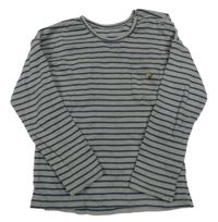 Sivo-tmavomodré pruhované rebrované tričko s vreckom George