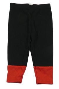 Čierno-červené rebrované legíny Shein