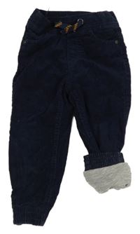 Tmavomodré menšestrové podšité cuff nohavice Impidimpi