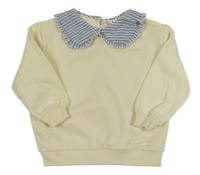 Svetložltá mikina s pruhovaným golierikom Kiki&Koko