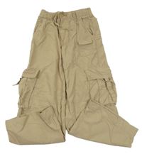 Hnědé šusťákové široké kalhoty s kapsami H&M