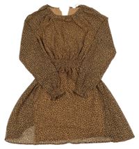 Hnědo-černé vzorované šifonové šaty H&M