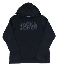 Tmavomodrá mikina s logem a kapucí Jack & Jones