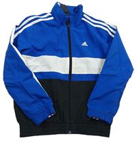 Modro-čierna šušťáková športová bunda s logom Adidas