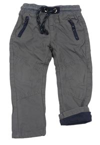 Šedé plátěné podšité kalhoty s úpletovým pasem M&S