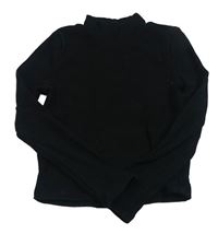 Čierne rebrované crop tričko