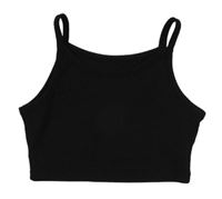 Čierny rebrovaný crop top shein
