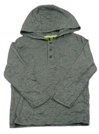 Šedo-khaki melírované triko s kapucí Kiki&Koko