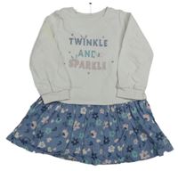 Bílo-modré teplákové šaty s nápisem Mothercare