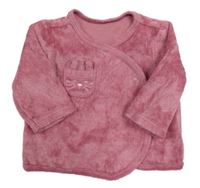 Ružová zamatová zavinovací mikina Matalan