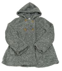 Tmavošedý chlupatý melírovaný kabátek s kapucňou zn. shein