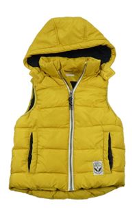 Žlutá šusťáková zateplená vesta s kapucí H&M