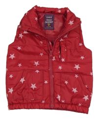 Červená šusťáková zateplená vesta s hvězdičkami
