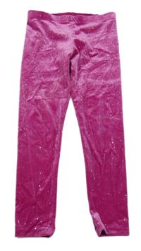 Tmavorůžové sametové třpytivé legíny 