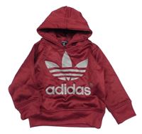 Vínová sportovní mikina s logem a kapucí - Adidas 