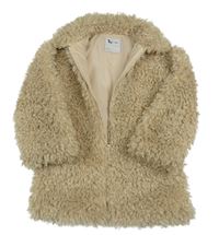Béžový huňatý podšitý kabát Tu
