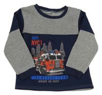 Sivo-tmavomodrá mikina s hasiči Kiki&Koko