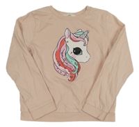 Pudrová ľahká mikina s jednorožcom H&M