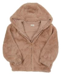 Staroružová kožušinová podšitá bunda s kapucňou F&F